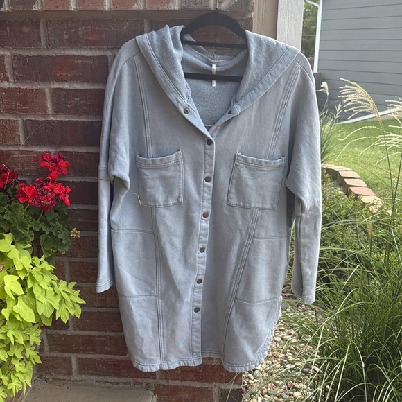 Free People Light Blue Hooded Jacket - Picture 3 of 16